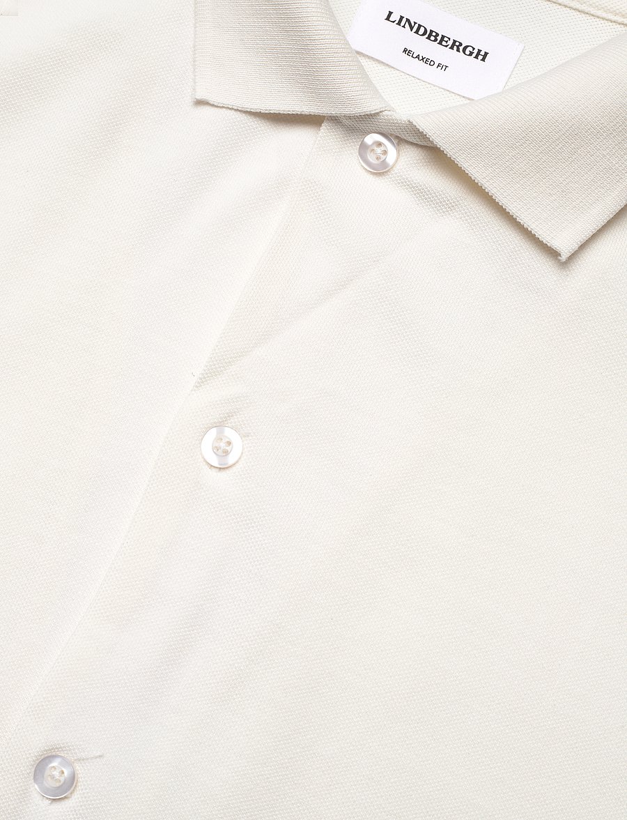 Lindbergh - Pique cabana shirt S/S - off white - 3
