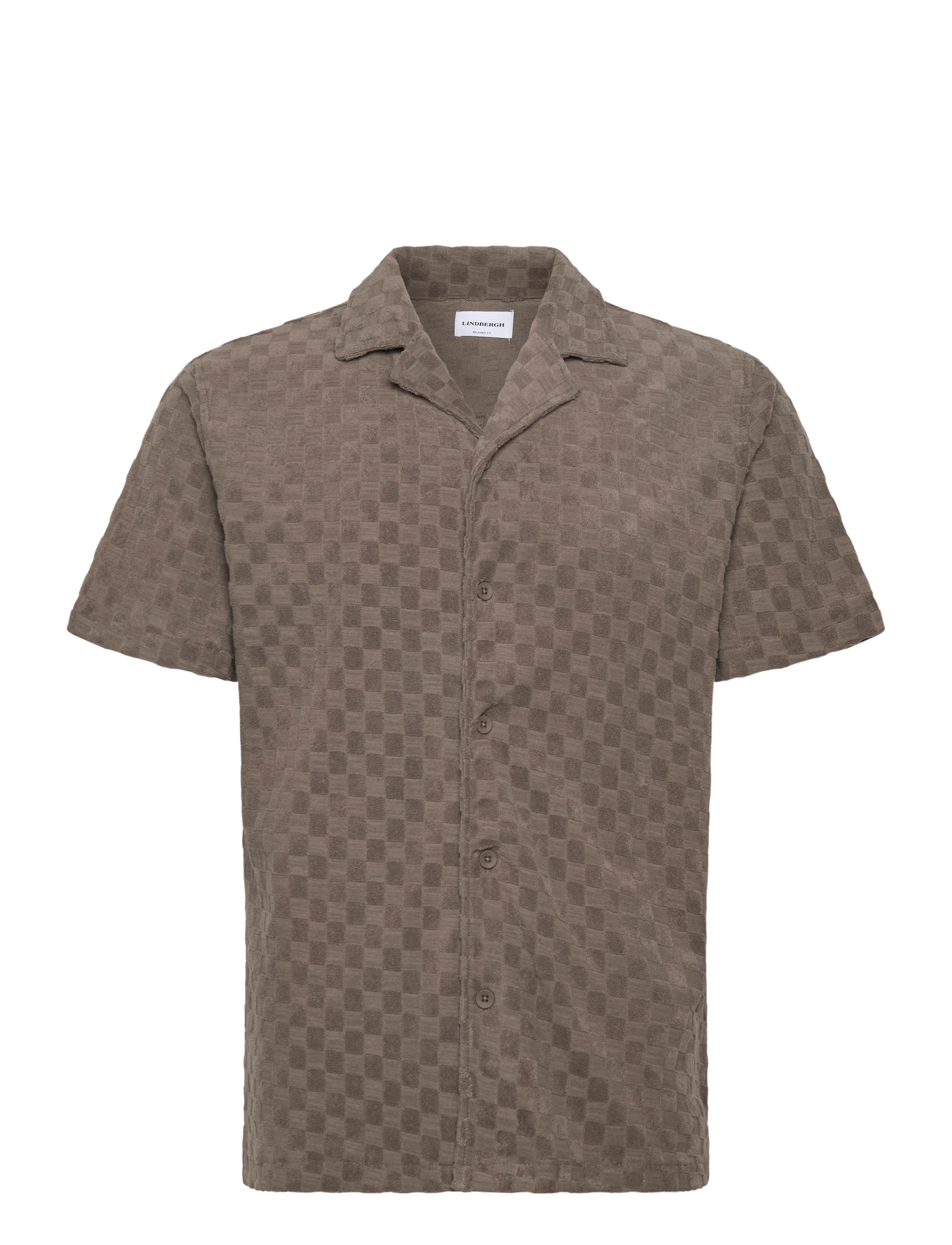 Lindbergh Jacquard checkered towel resort shi - Lindbergh - DK STONE / khaki/green