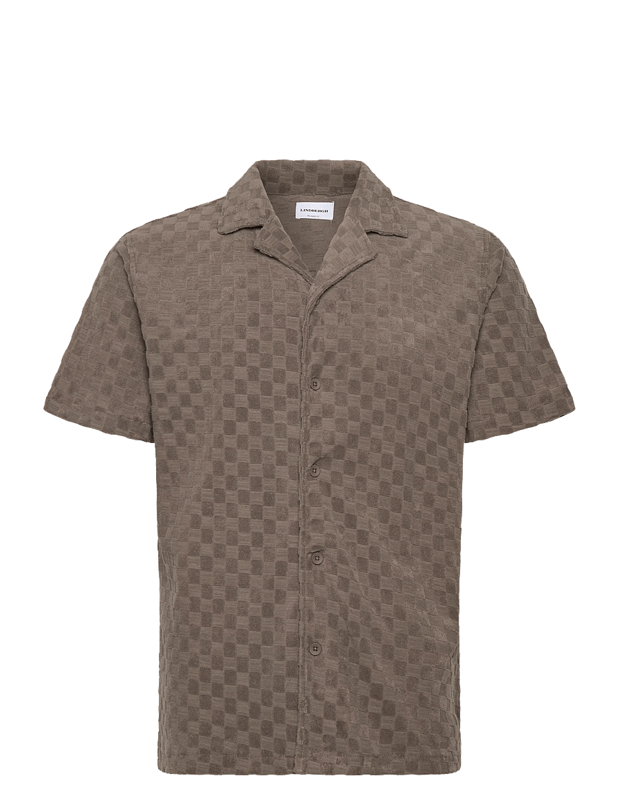 Lindbergh - Jacquard checkered towel resort shi - ruudulised särgid - dk stone - 1