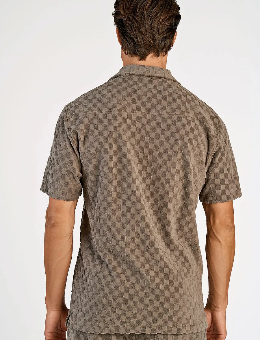 Lindbergh - Jacquard checkered towel resort shi - ruudulised särgid - dk stone - 4