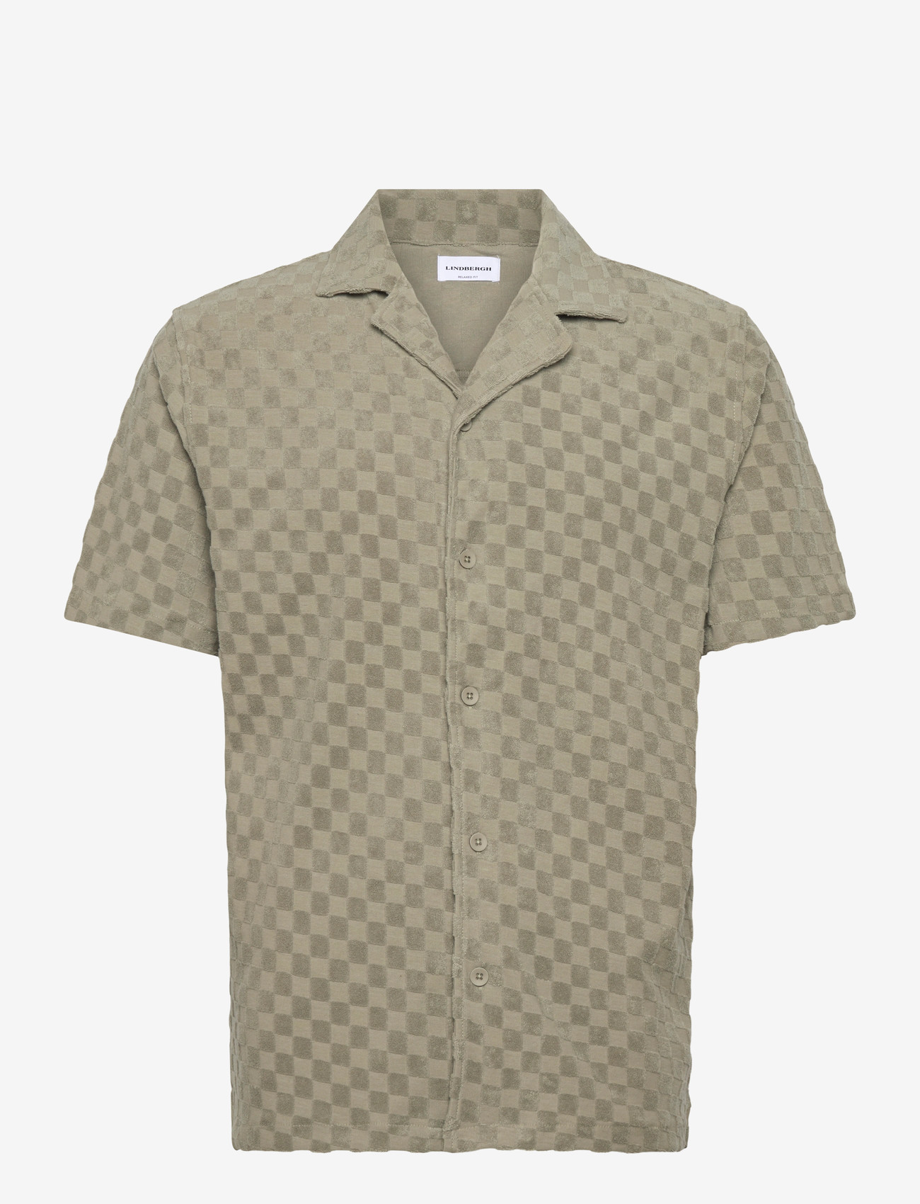Lindbergh - Jacquard checkered towel resort shi - ternede skjorter - dusty olive - 1