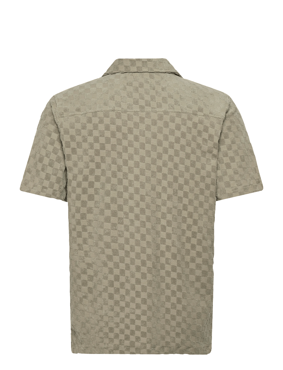 Lindbergh - Jacquard checkered towel resort shi - ternede skjorter - dusty olive - 2