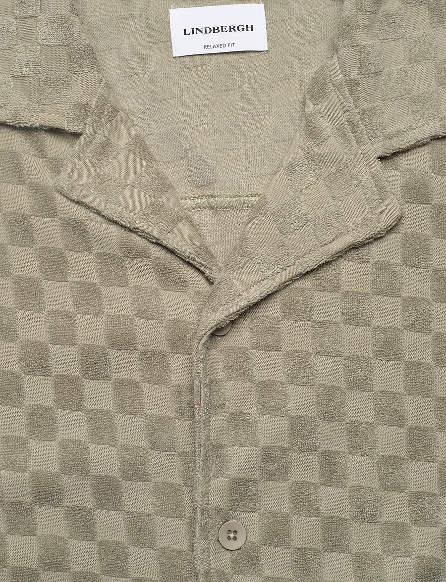 Lindbergh - Jacquard checkered towel resort shi - ternede skjorter - dusty olive - 5