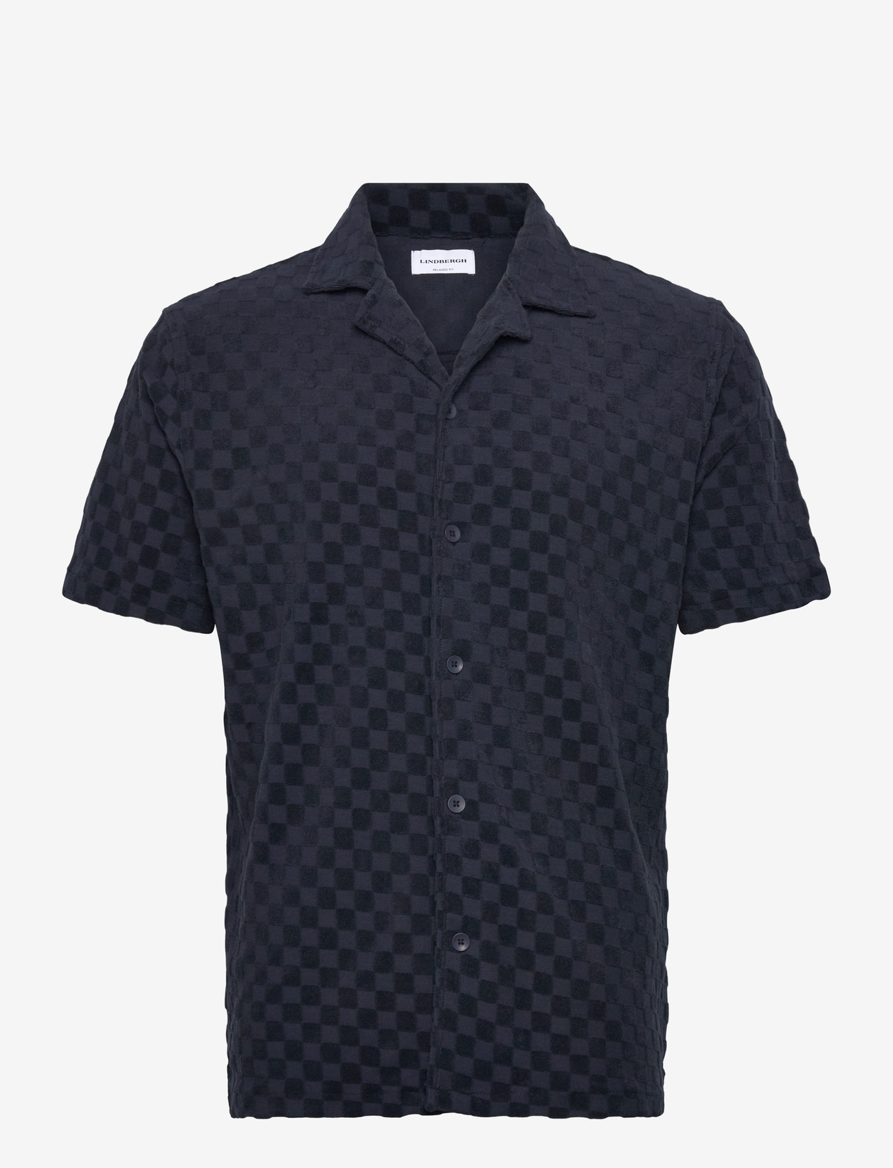 Lindbergh - Jacquard checkered towel resort shi - ternede skjorter - navy - 1