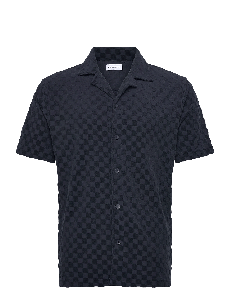 Lindbergh - Jacquard checkered towel resort shi - karierte hemden - navy - 1