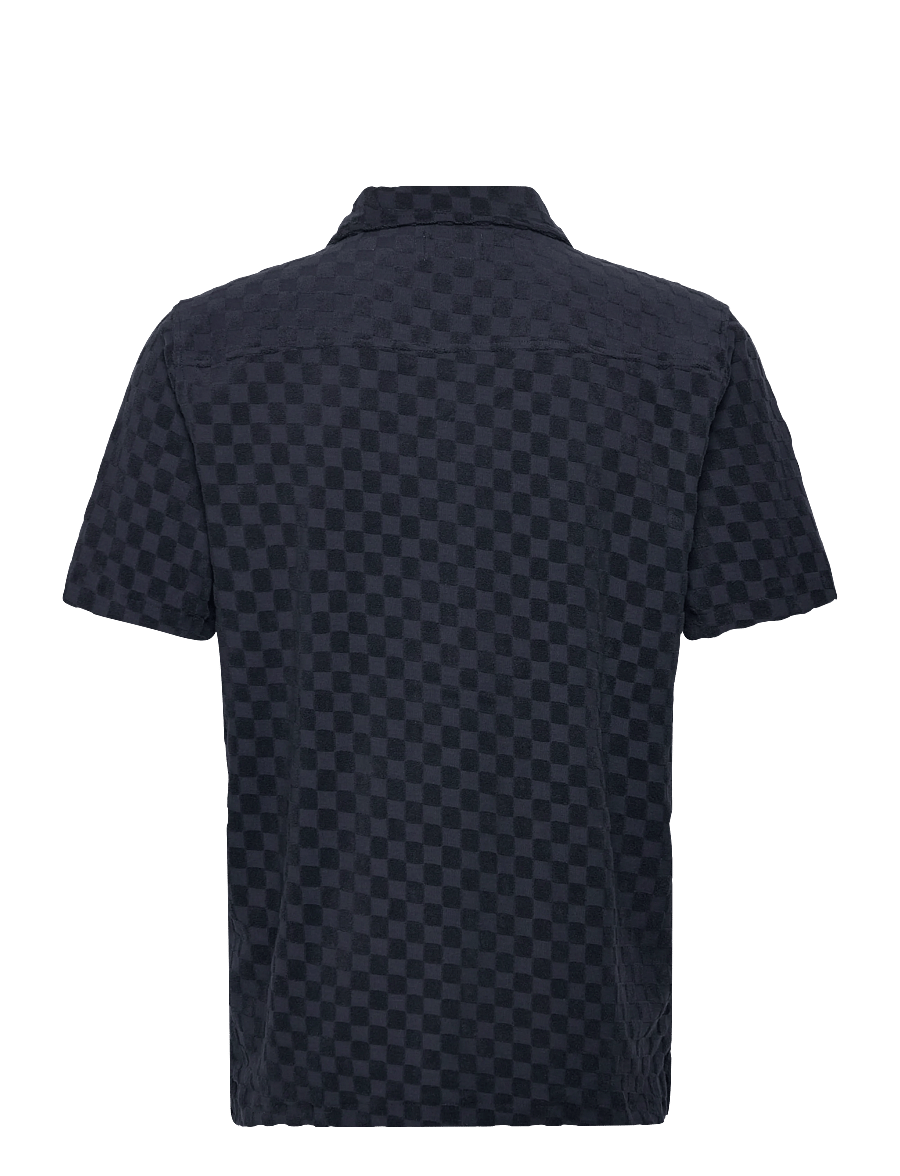 Lindbergh - Jacquard checkered towel resort shi - karierte hemden - navy - 2