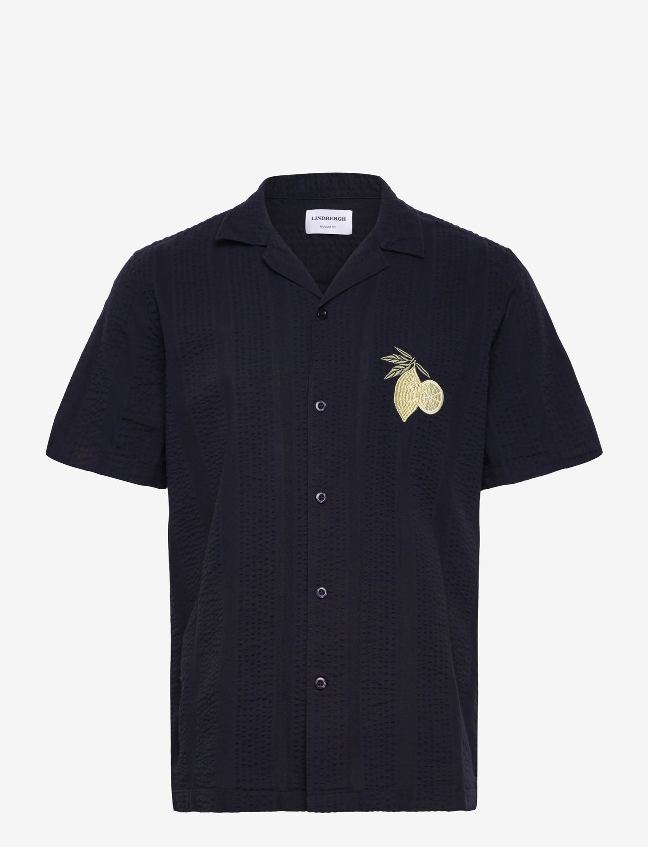 Lindbergh - Structure seersucker S/S - kurzarmhemden - deep blue - 0