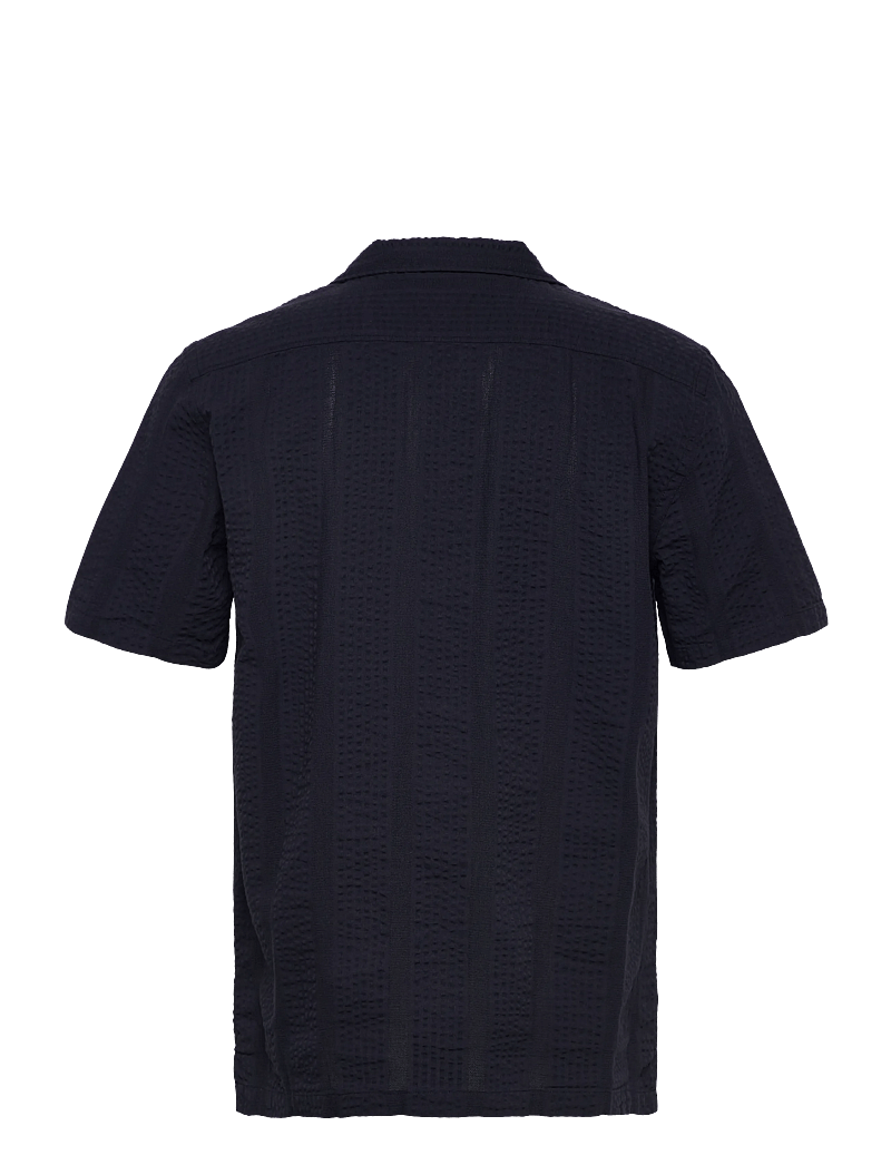 Lindbergh - Structure seersucker S/S - kortærmede skjorter - deep blue - 1