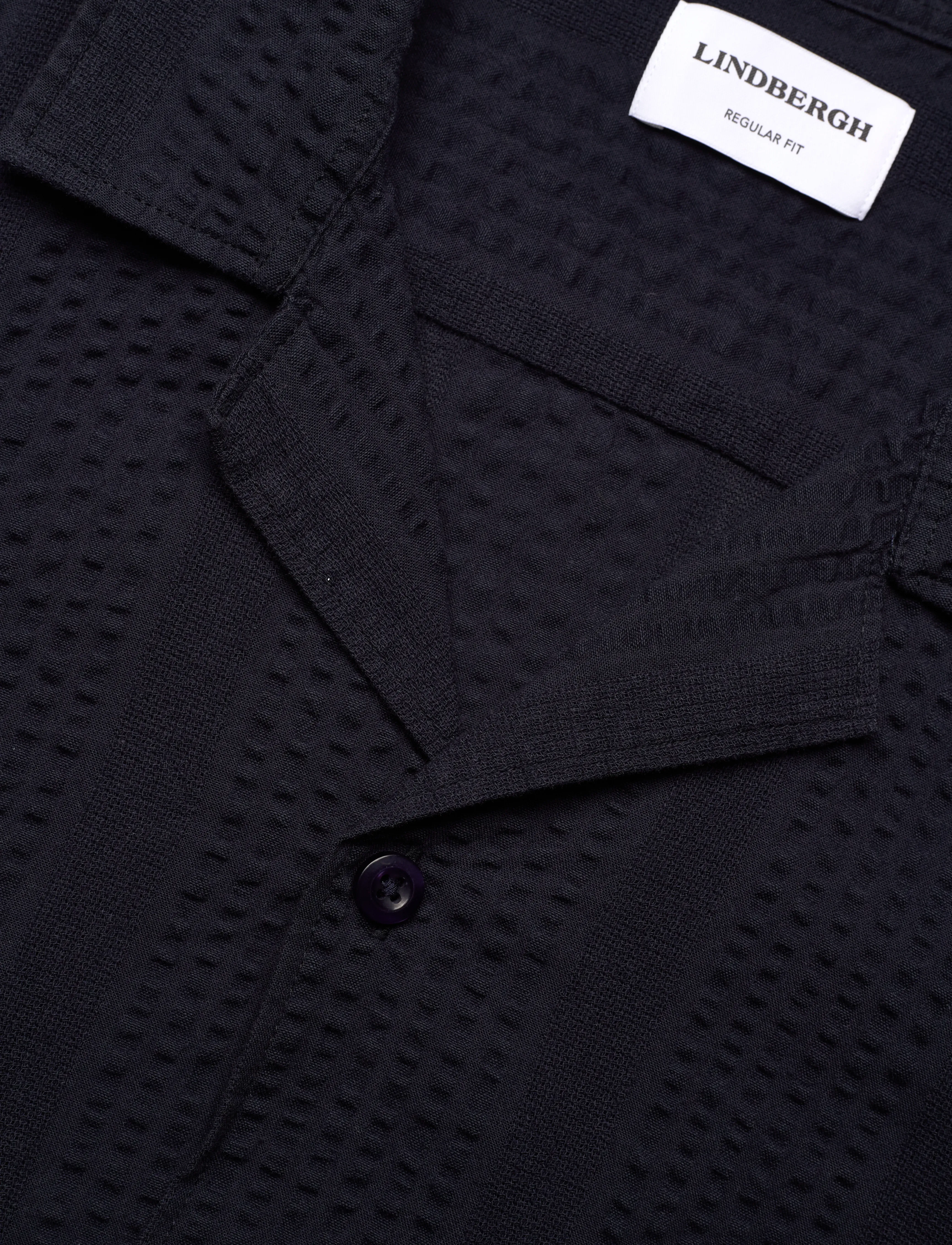 Lindbergh - Structure seersucker S/S - deep blue - 3