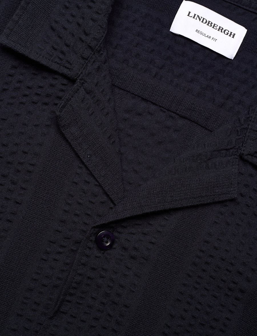Lindbergh - Structure seersucker S/S - deep blue - 3