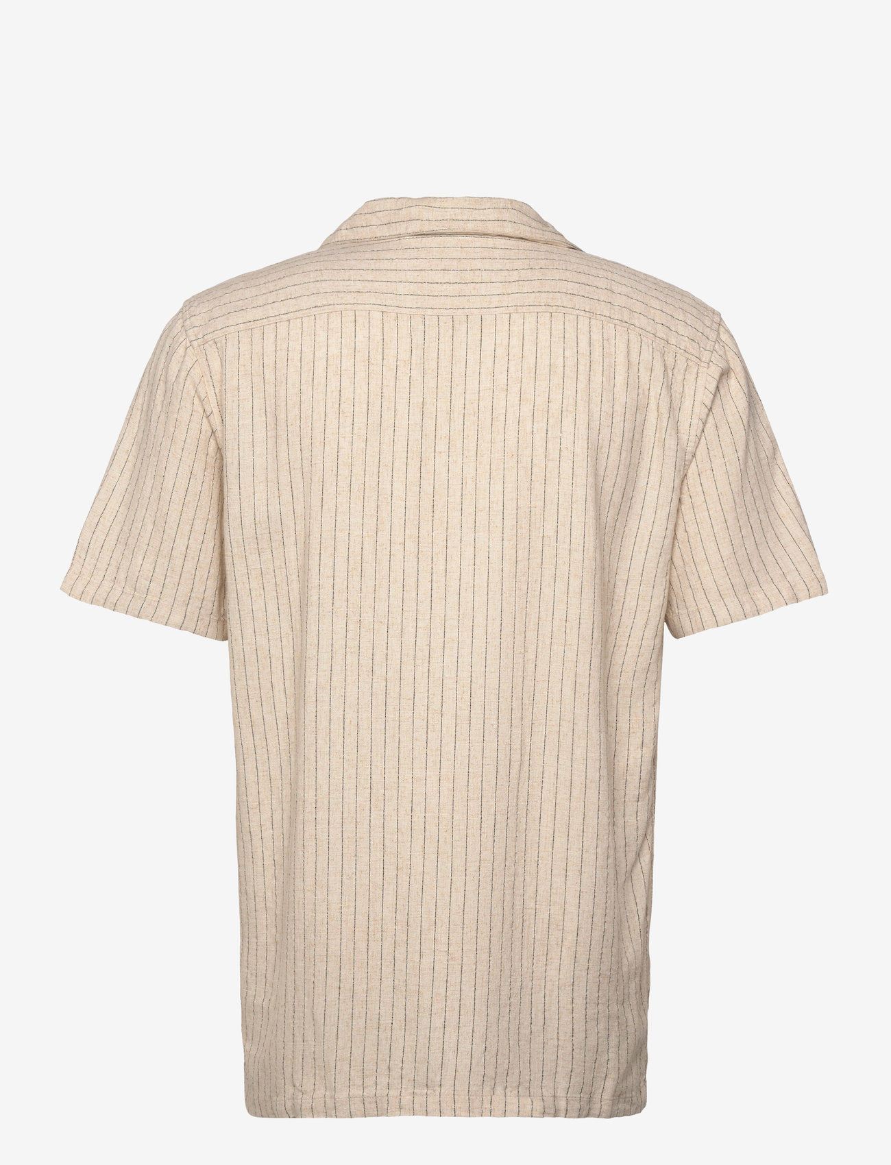 Lindbergh - Striped linen blend shirt S/S - hørskjorter - lt stone - 1