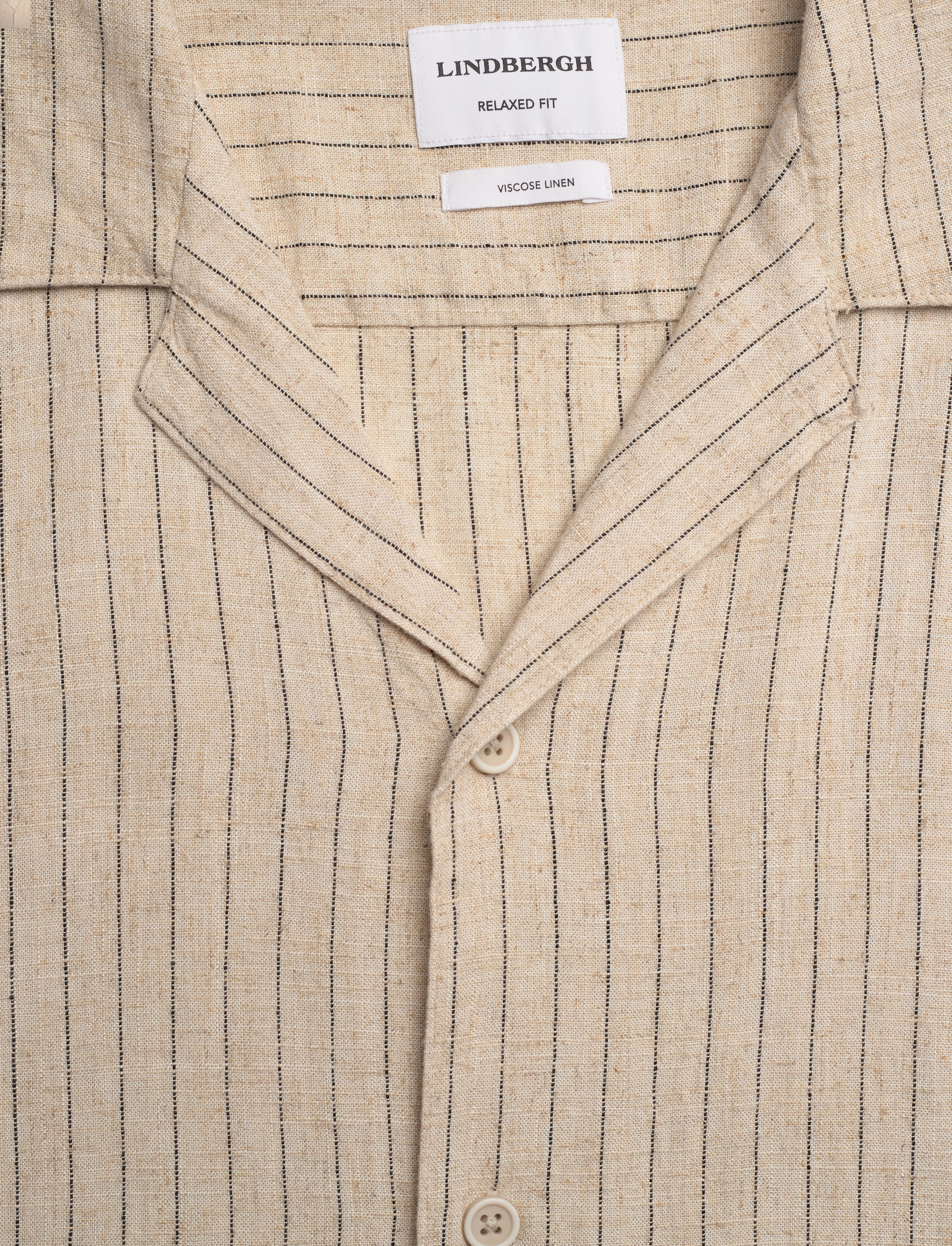 Lindbergh - Striped linen blend shirt S/S - lt stone - 2