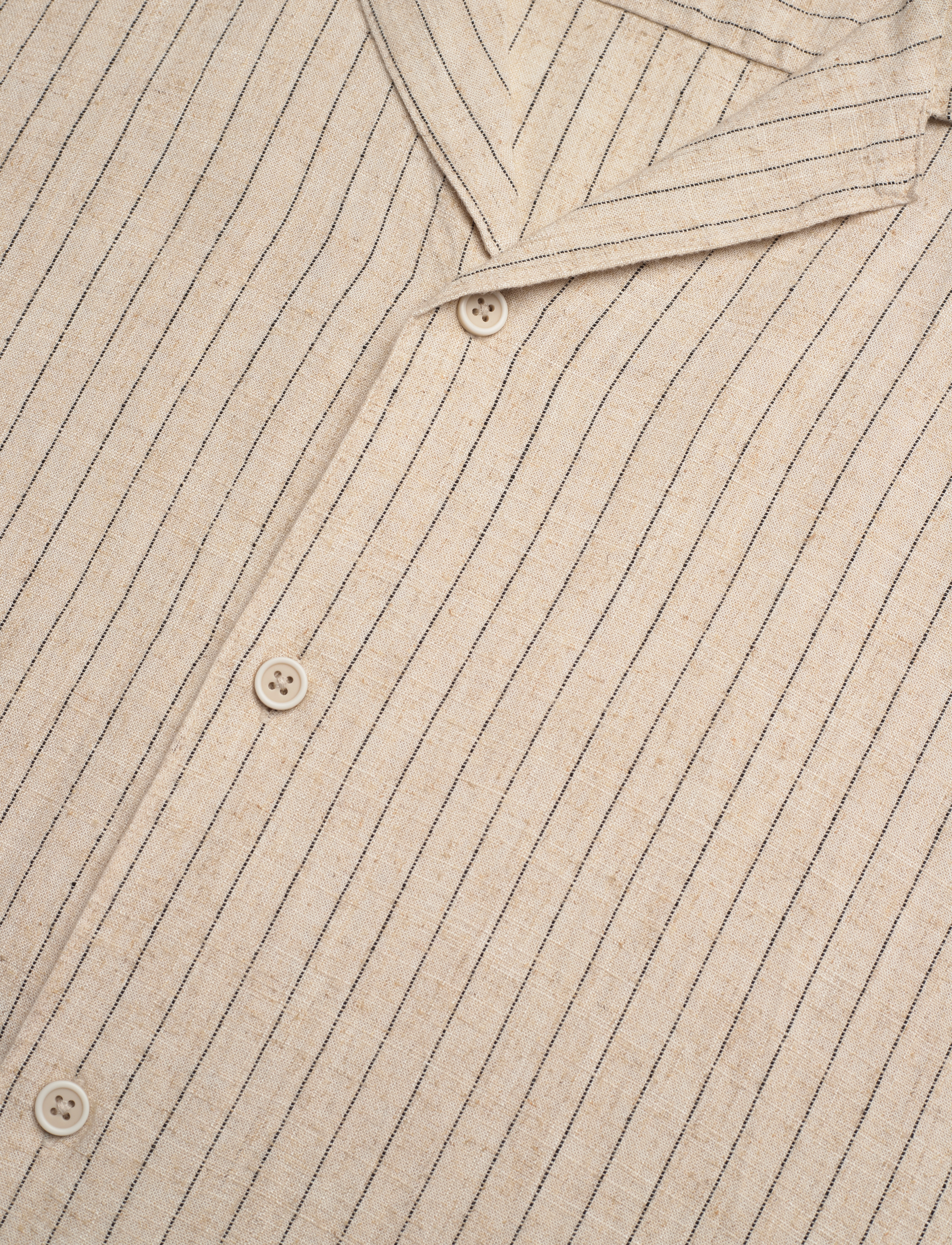Lindbergh - Striped linen blend shirt S/S - lt stone - 3