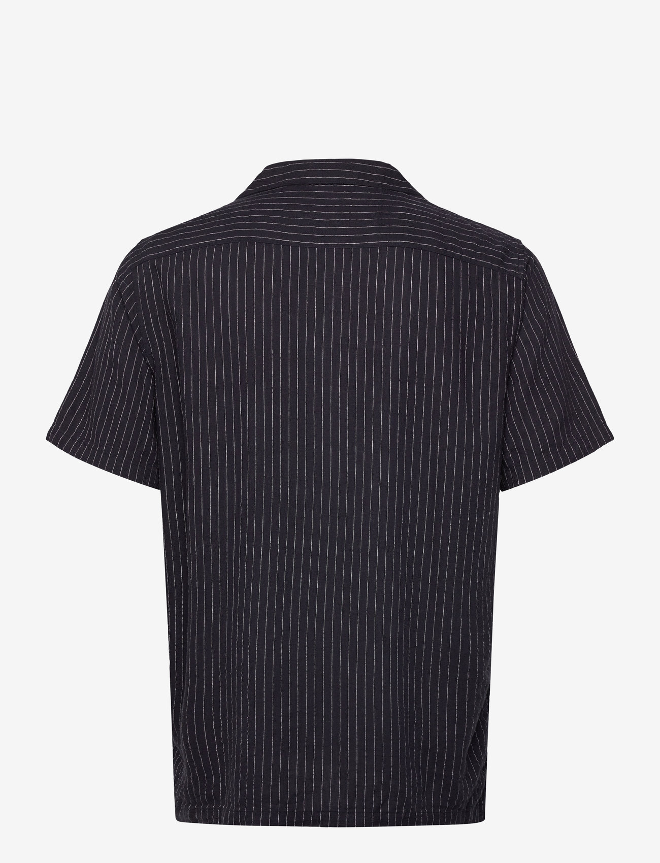 Lindbergh - Striped linen blend shirt S/S - linneskjortor - navy - 1
