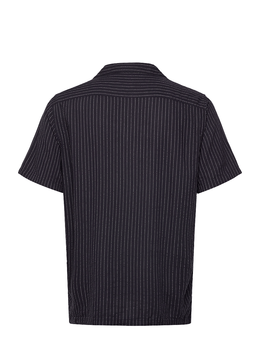Lindbergh - Striped linen blend shirt S/S - navy - 1