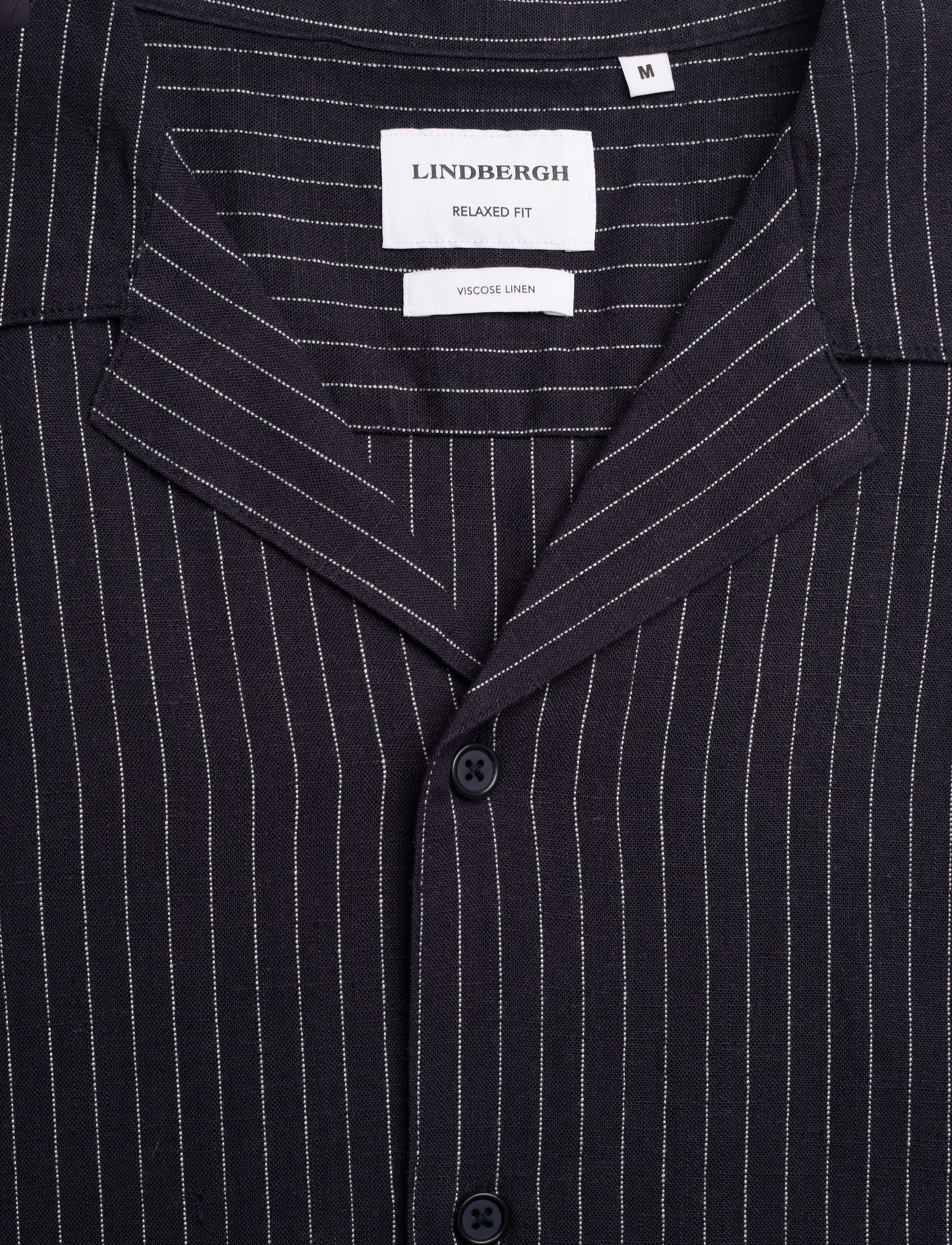 Lindbergh - Striped linen blend shirt S/S - navy - 2