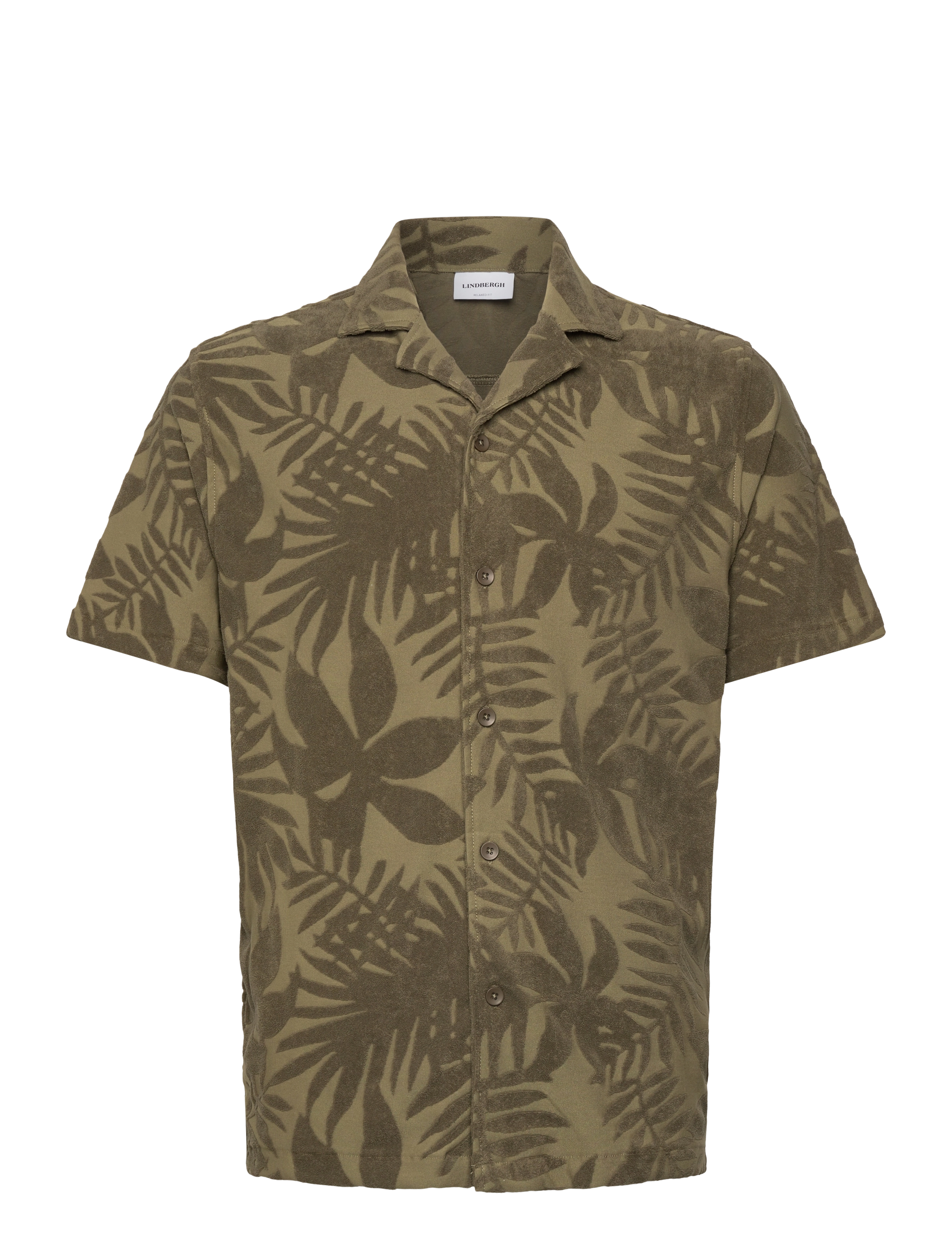 LINDBERGH Frotté Shirt Y/D S/S Grün - S - Herren