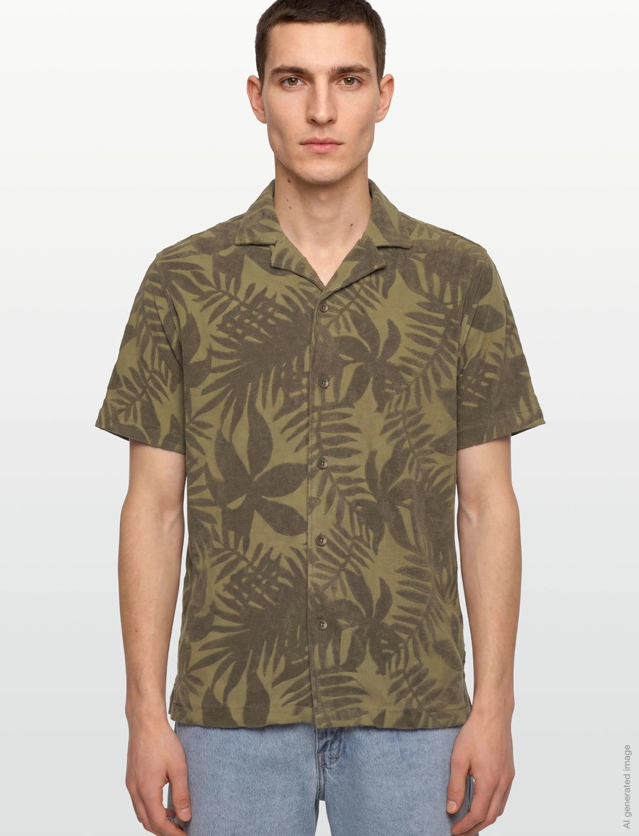 Lindbergh - Frotté shirt Y/D S/S - kurzarmhemden - forest green - 3