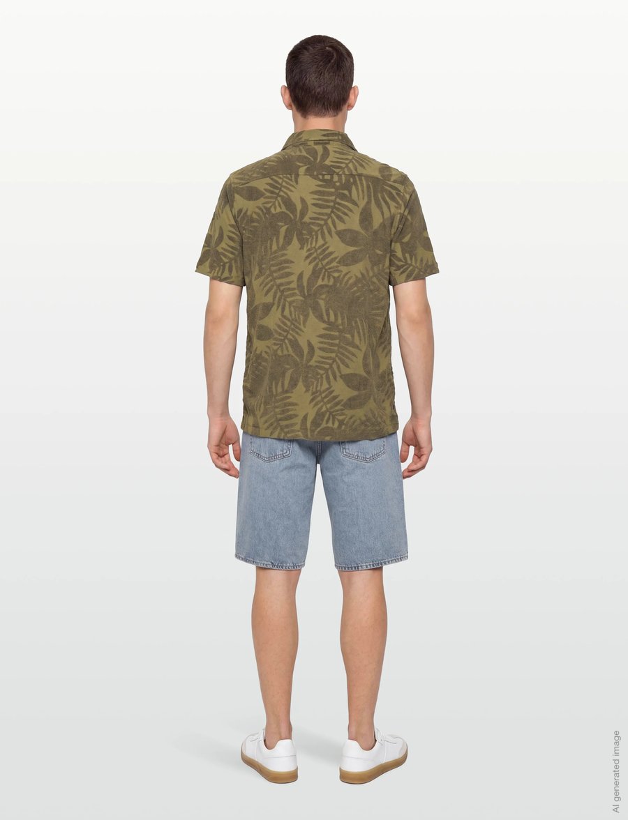 Lindbergh - Frotté shirt Y/D S/S - kurzarmhemden - forest green - 4