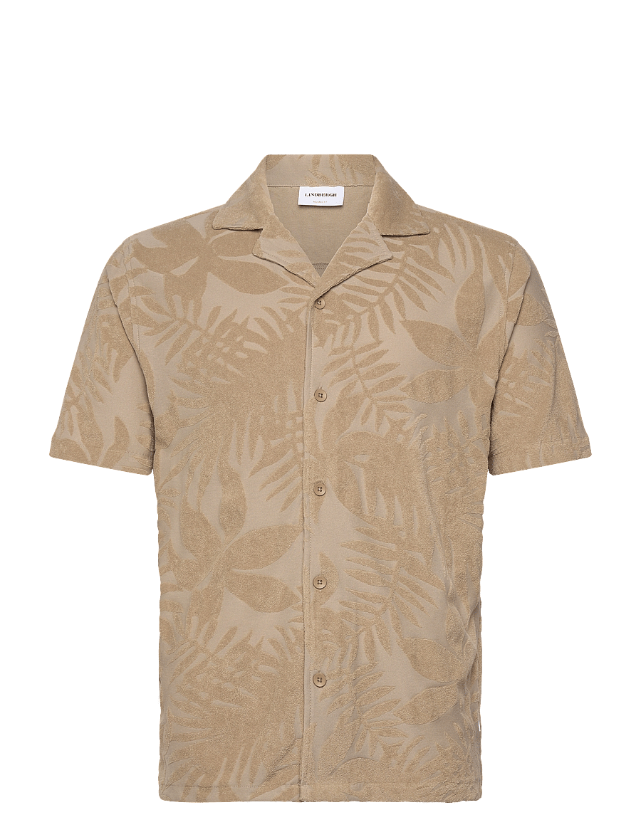 Lindbergh - Frotté shirt Y/D S/S - kurzarmhemden - stone - 0