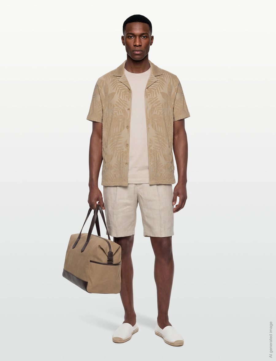 Lindbergh - Frotté shirt Y/D S/S - kurzarmhemden - stone - 0