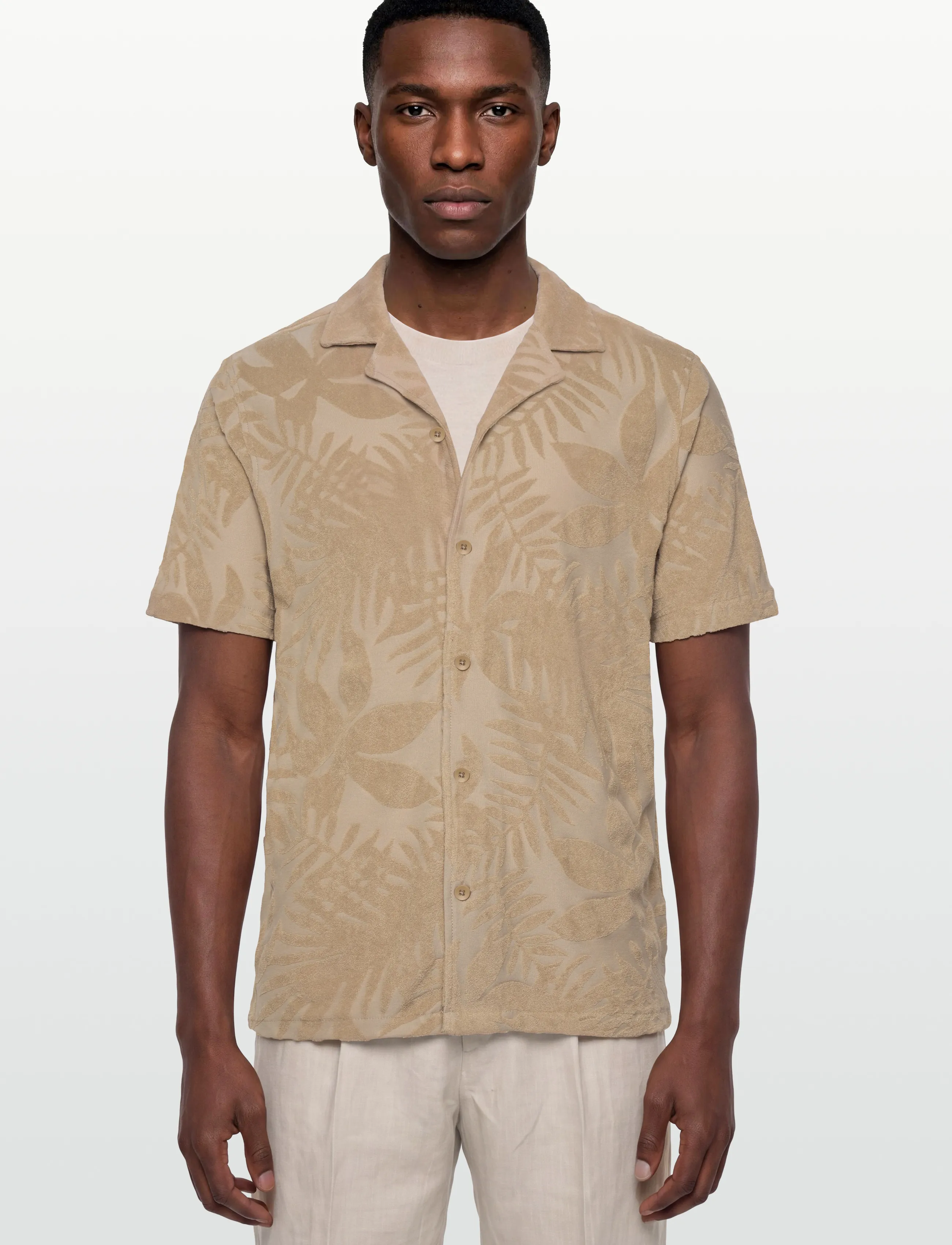 Lindbergh - Frotté shirt Y/D S/S - kurzarmhemden - stone - 3