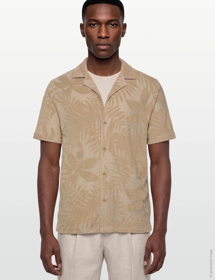 Lindbergh - Frotté shirt Y/D S/S - kurzarmhemden - stone - 3