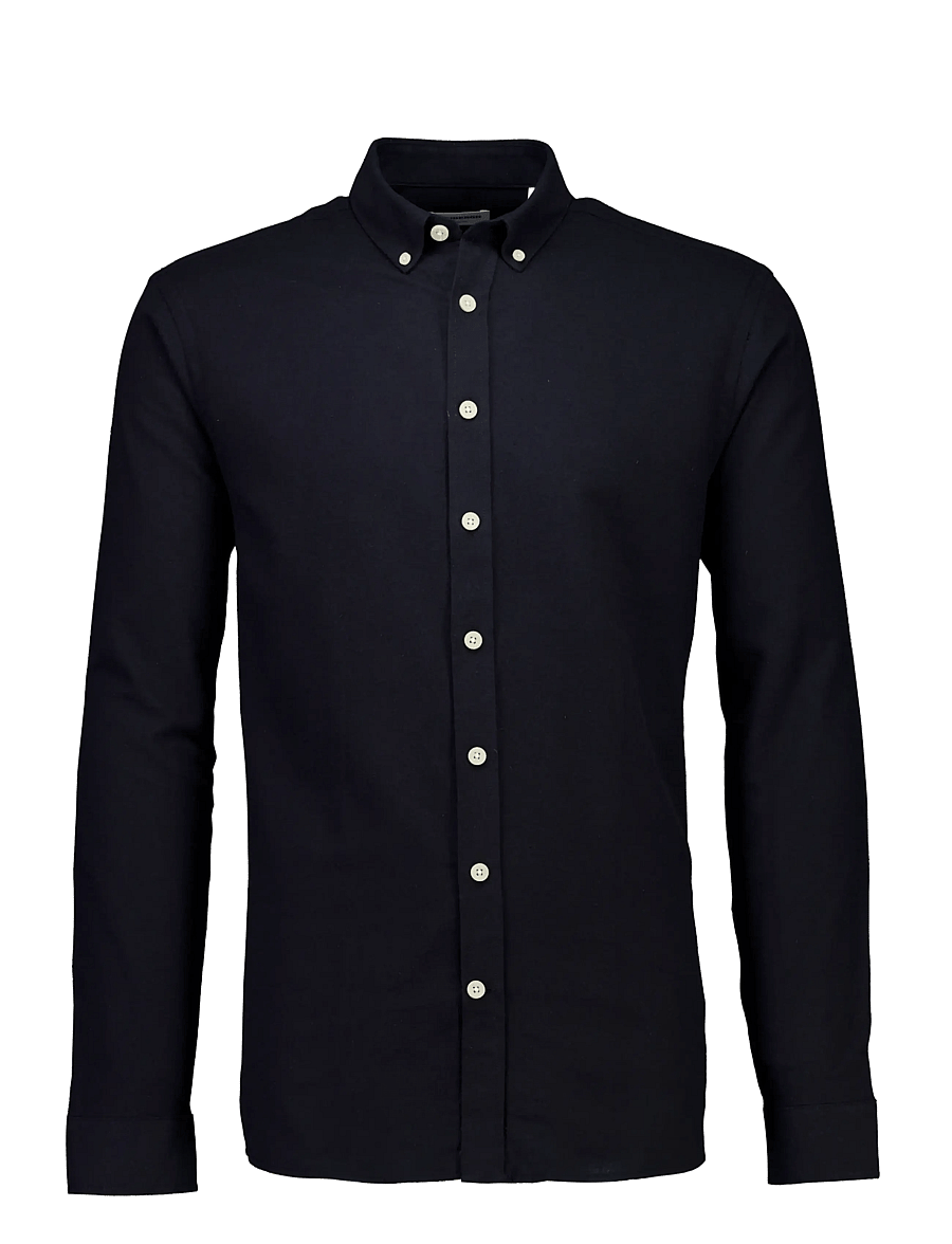 Lindbergh - Mélange brushed shirt L/S - Regular - casual skjortor - black mix - 1