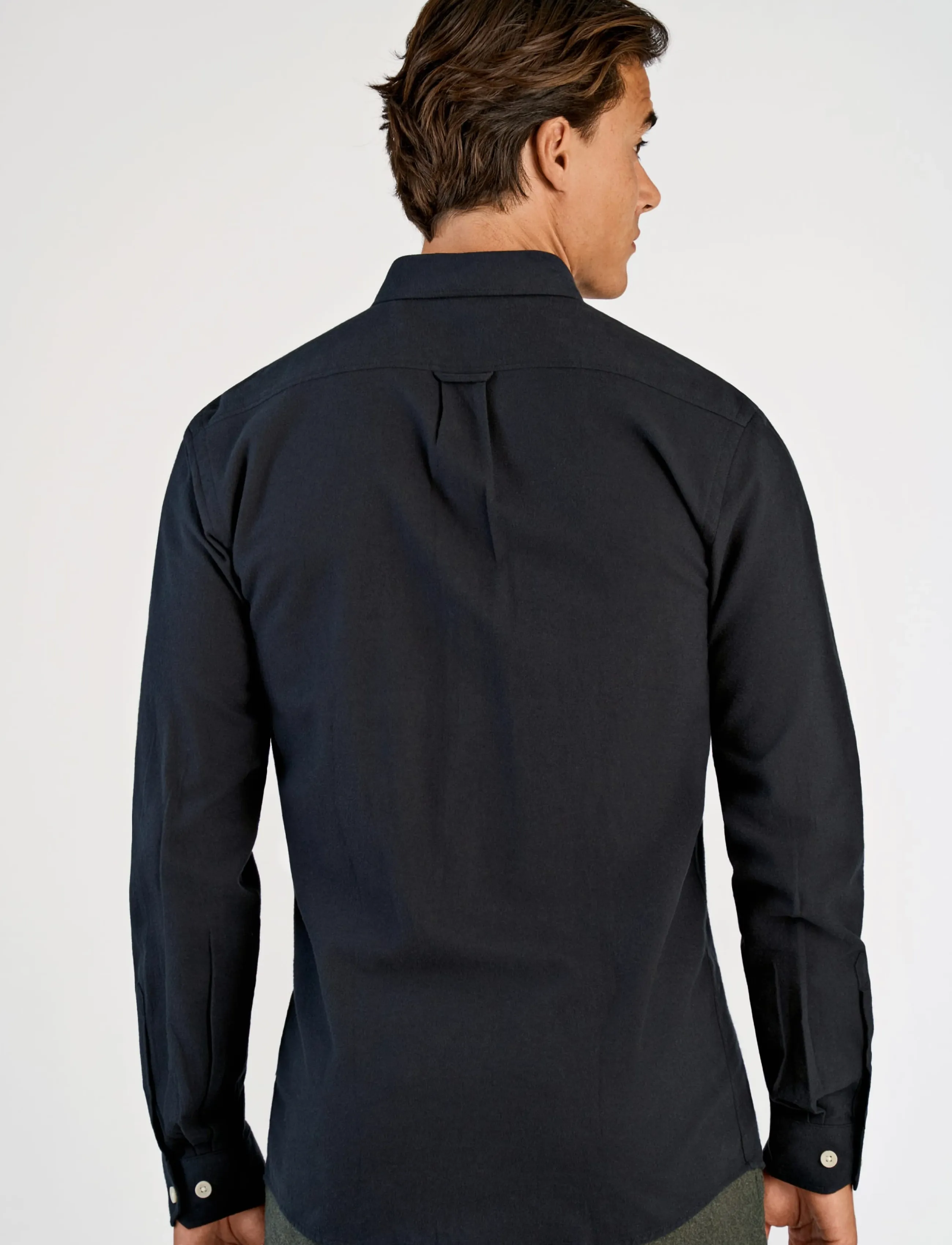 Lindbergh - Mélange brushed shirt L/S - Regular - casual skjortor - black mix - 4