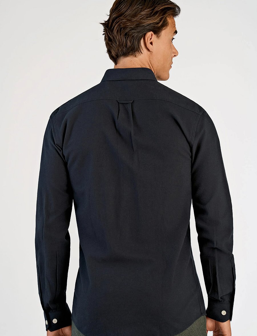 Lindbergh - Mélange brushed shirt L/S - Regular - casual skjortor - black mix - 4