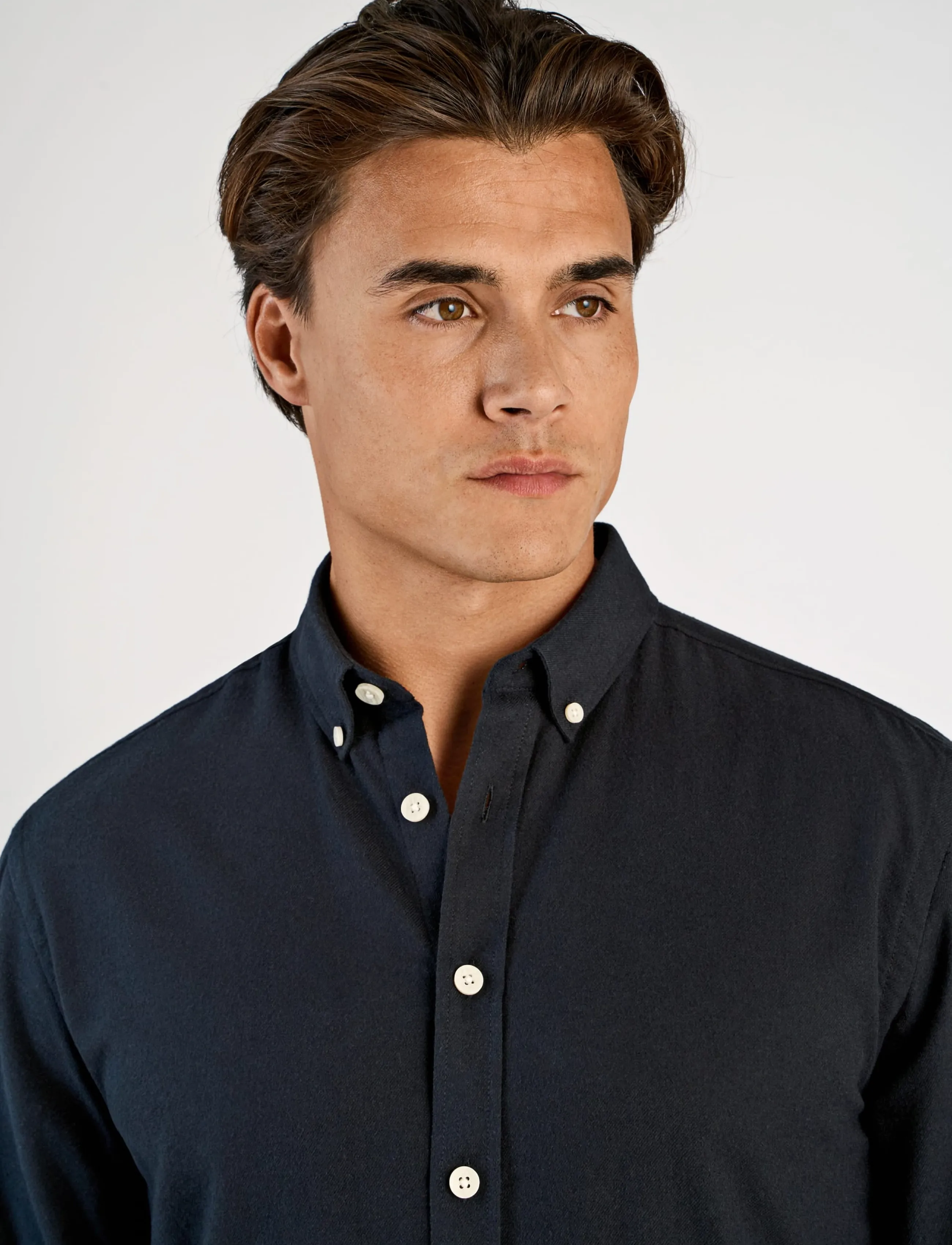 Lindbergh - Mélange brushed shirt L/S - Regular - casual skjortor - black mix - 5