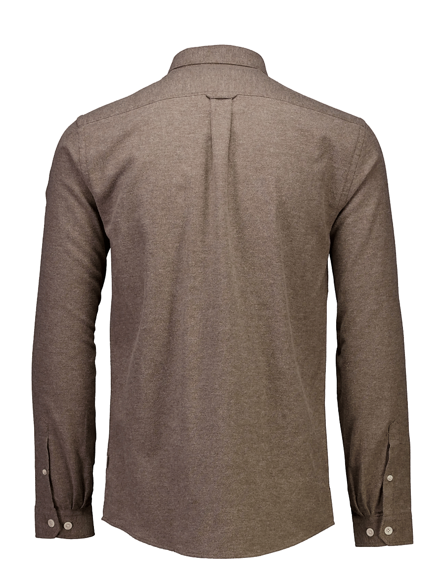 Lindbergh - Mélange brushed shirt L/S - Regular - casual skjortor - brown - 2