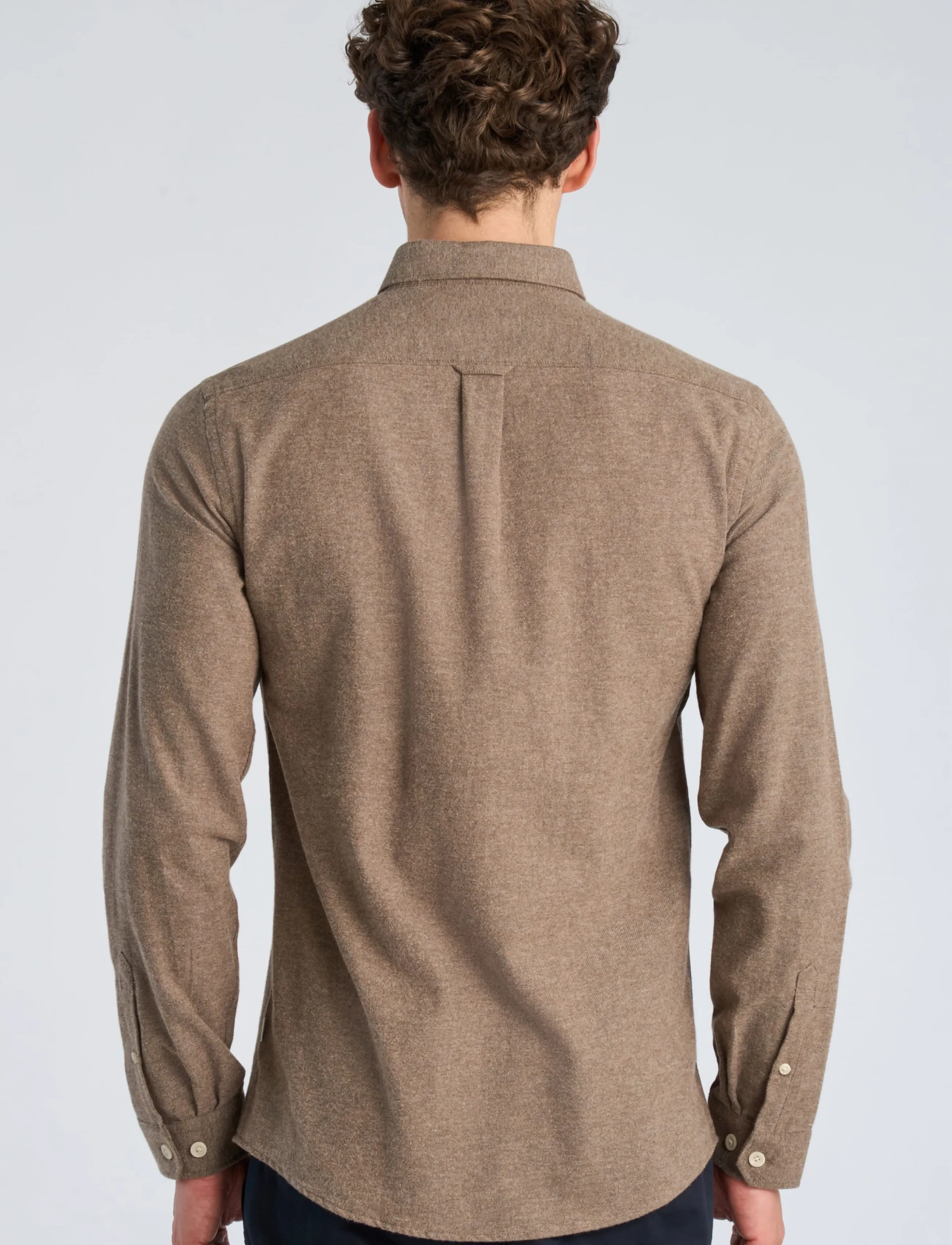 Lindbergh - Mélange brushed shirt L/S - Regular - casual skjortor - brown - 4