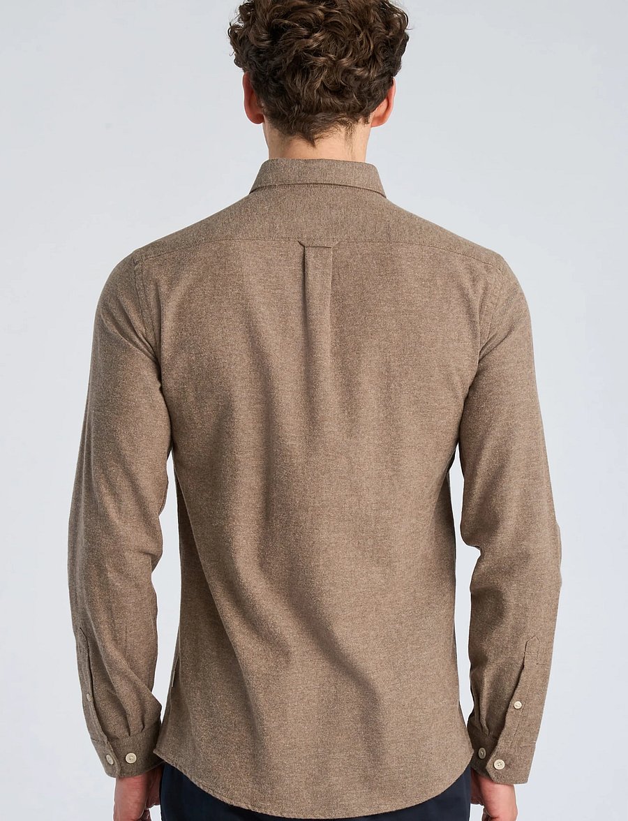 Lindbergh - Mélange brushed shirt L/S - Regular - casual skjortor - brown - 4