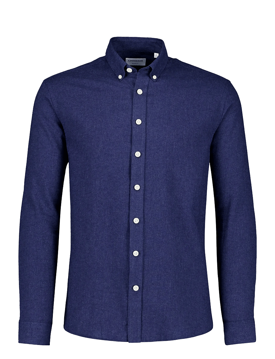 Lindbergh - Mélange brushed shirt L/S - Regular - casual skjortor - deep navy - 0