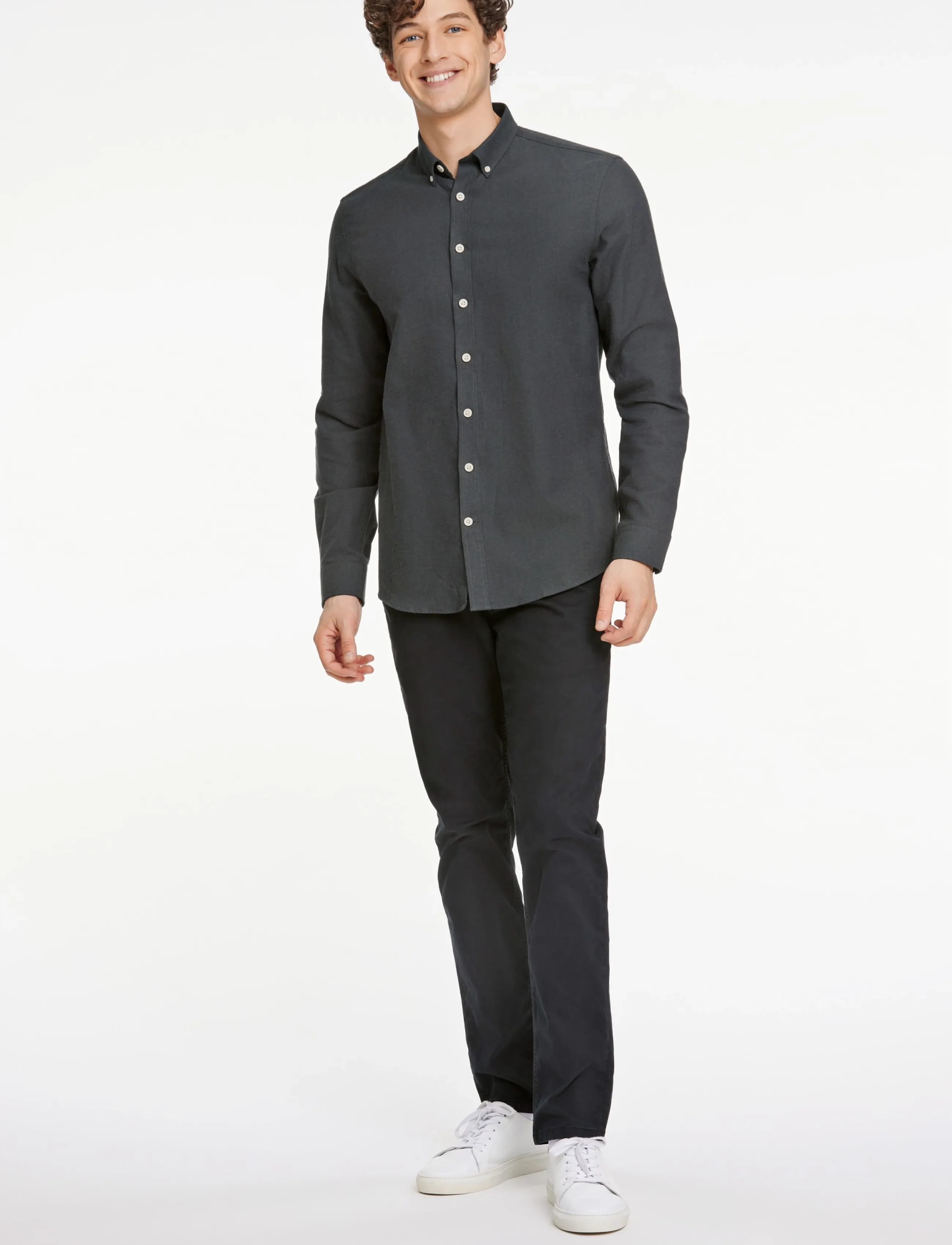 Lindbergh Mélange brushed shirt L/S - Regular - Lindbergh - DK ARMY / khaki/green