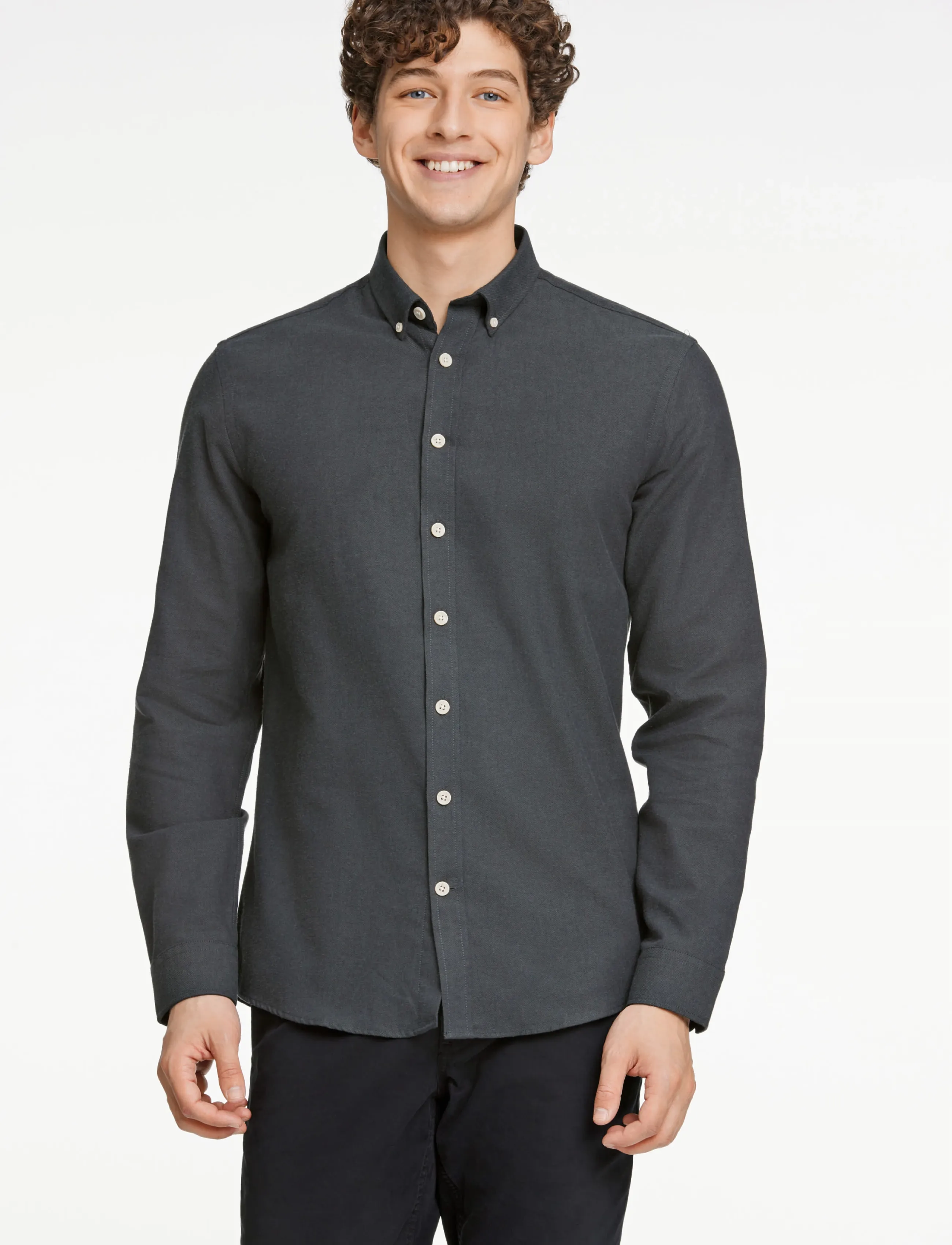 Lindbergh - Mélange brushed shirt L/S - Regular - casual skjortor - dk army - 3