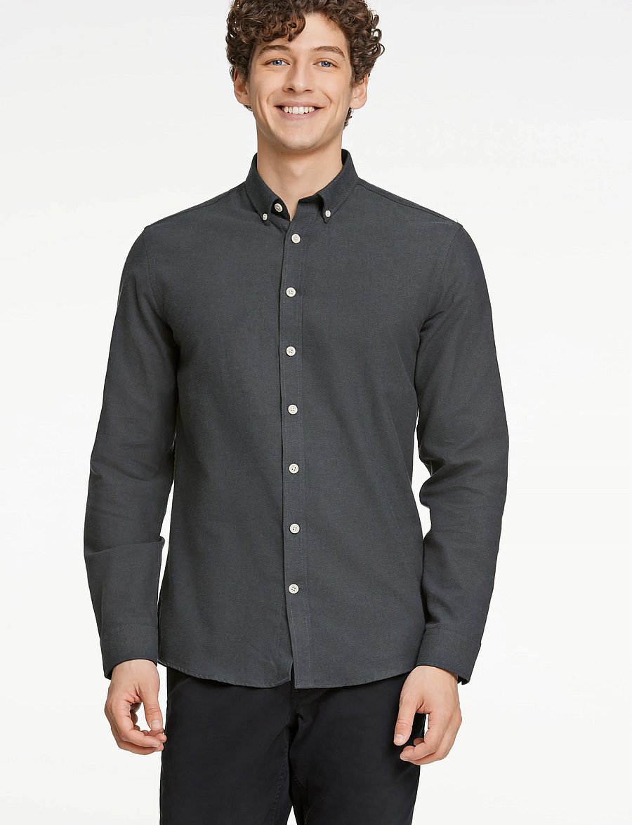 Lindbergh - Mélange brushed shirt L/S - Regular - casual skjortor - dk army - 3