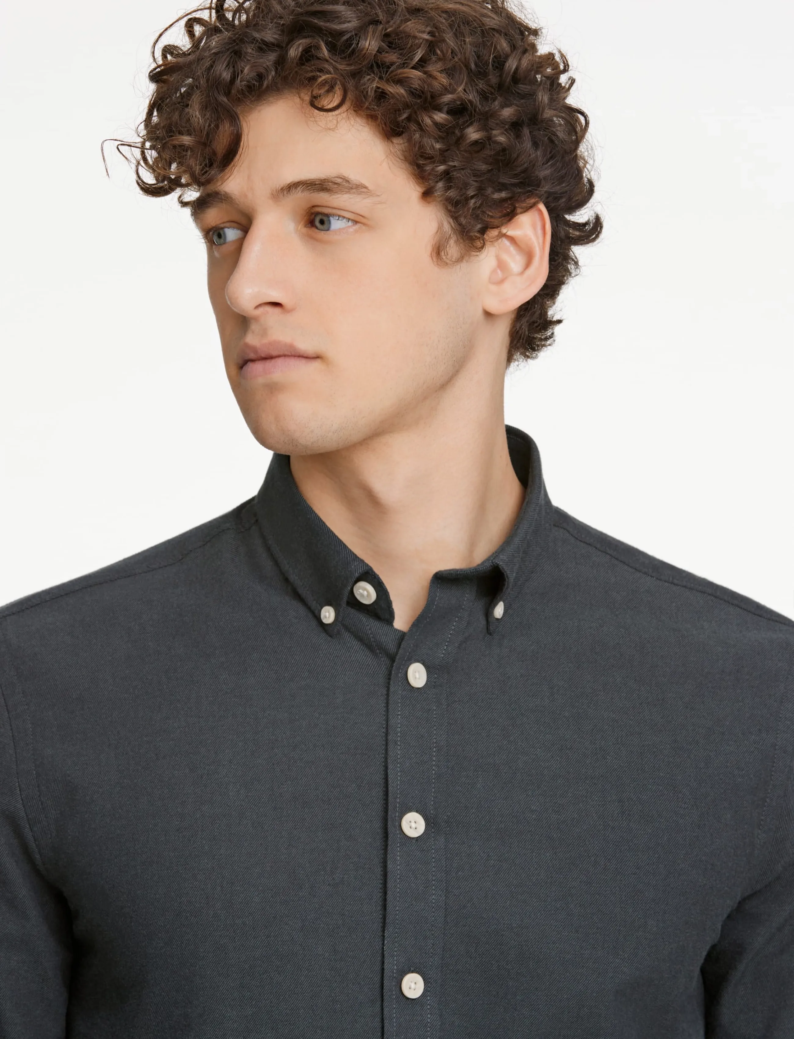 Lindbergh - Mélange brushed shirt L/S - Regular - casual skjortor - dk army - 5