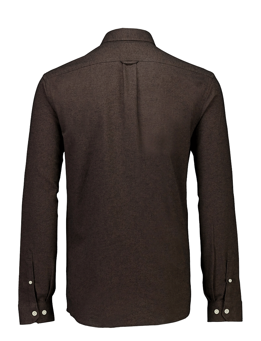 Lindbergh - Mélange brushed shirt L/S - Regular - casual skjortor - dk brown - 2