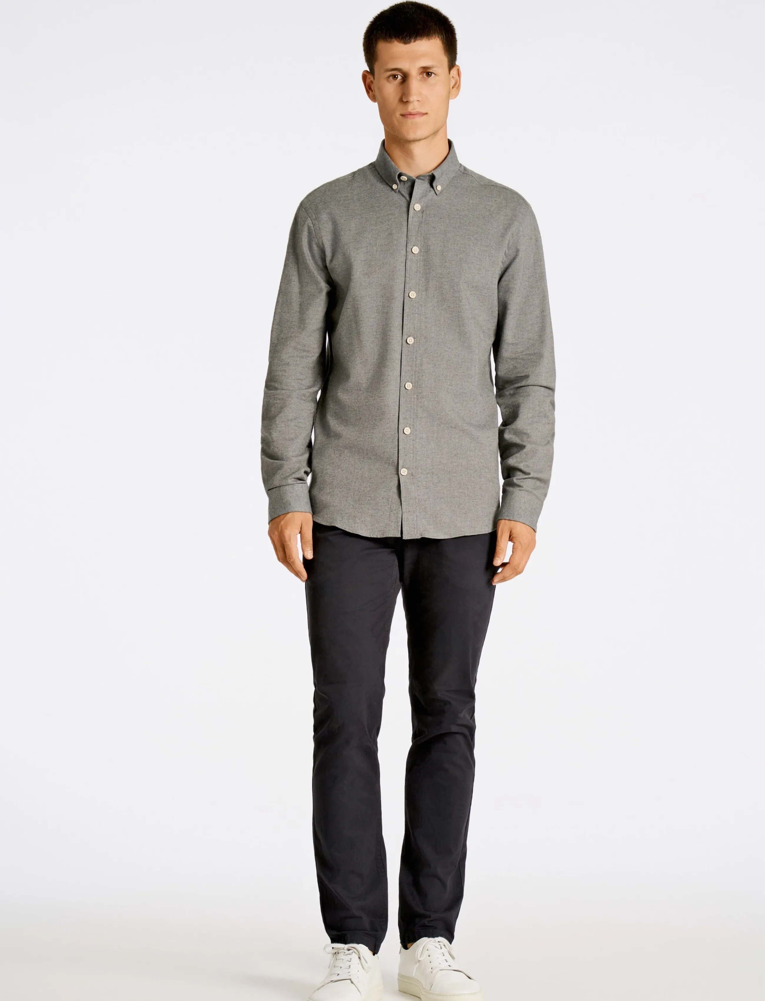 Lindbergh Mélange brushed shirt L/S - Regular - Lindbergh - GREY / grey