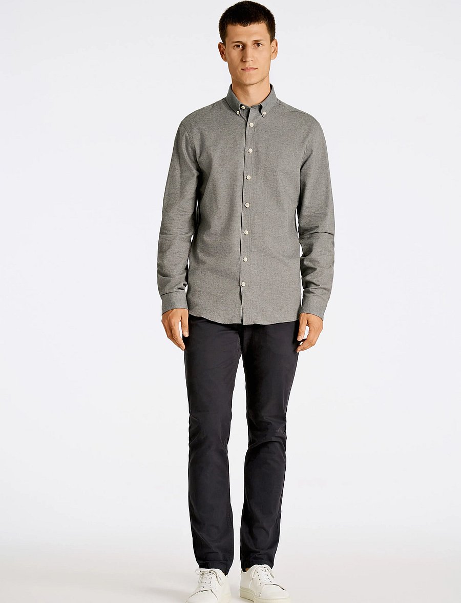 Lindbergh - Mélange brushed shirt L/S - Regular - casual skjortor - grey - 0