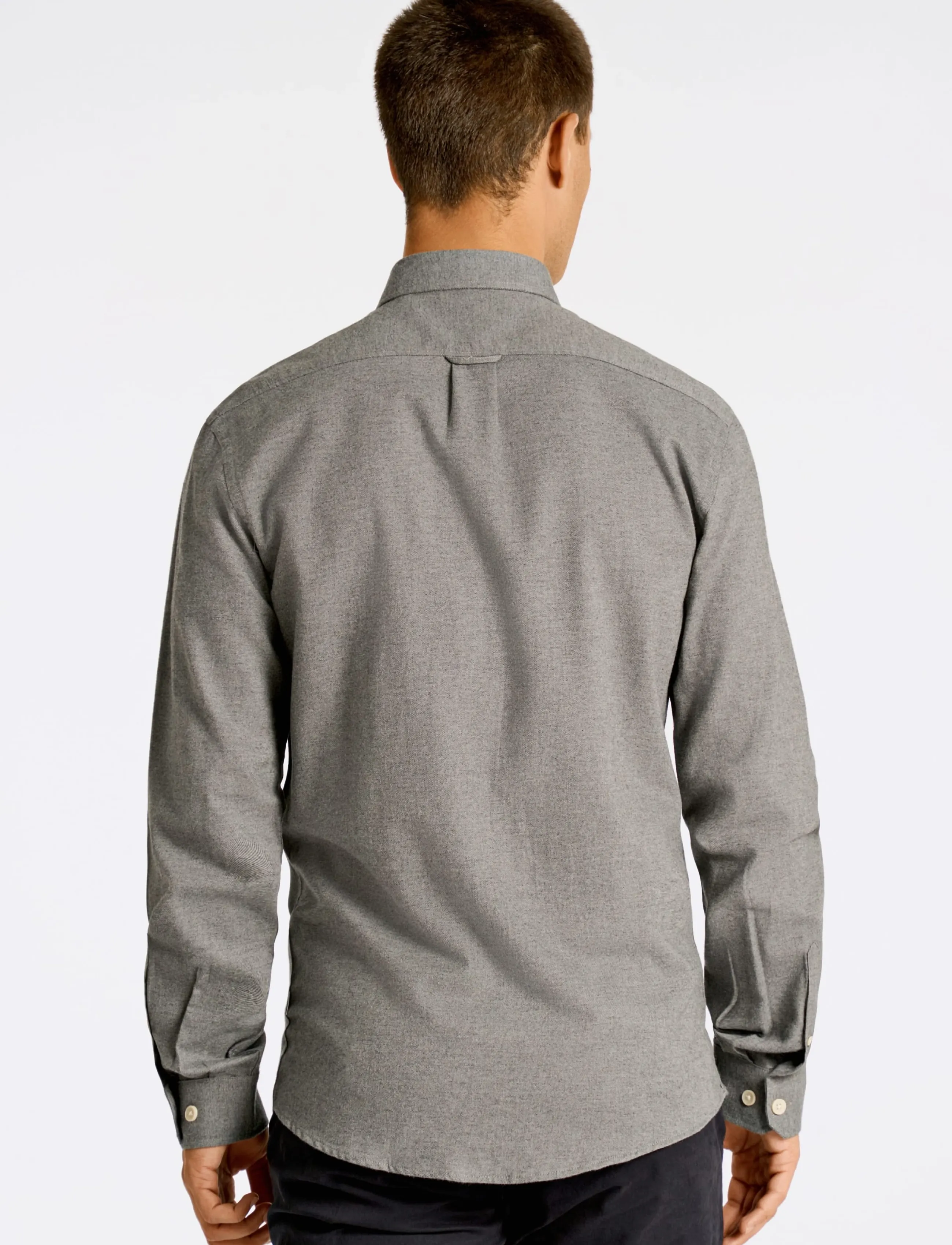 Lindbergh - Mélange brushed shirt L/S - Regular - casual skjortor - grey - 4