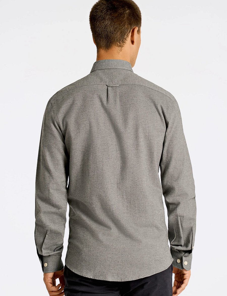 Lindbergh - Mélange brushed shirt L/S - Regular - casual skjortor - grey - 4