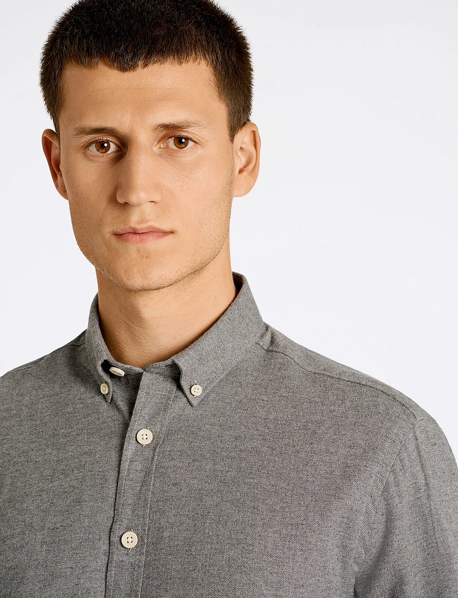 Lindbergh - Mélange brushed shirt L/S - Regular - casual skjortor - grey - 5