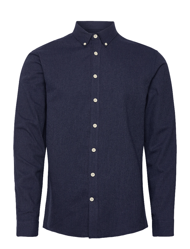 Lindbergh - Mélange brushed shirt L/S - Regular - casual skjortor - navy - 0
