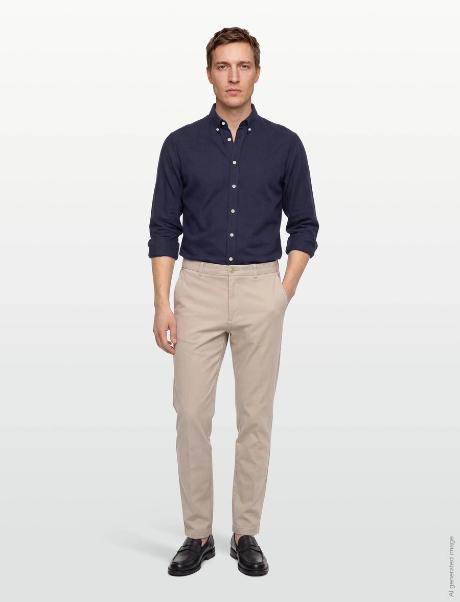 Lindbergh - Mélange brushed shirt L/S - Regular - casual skjorter - navy - 0