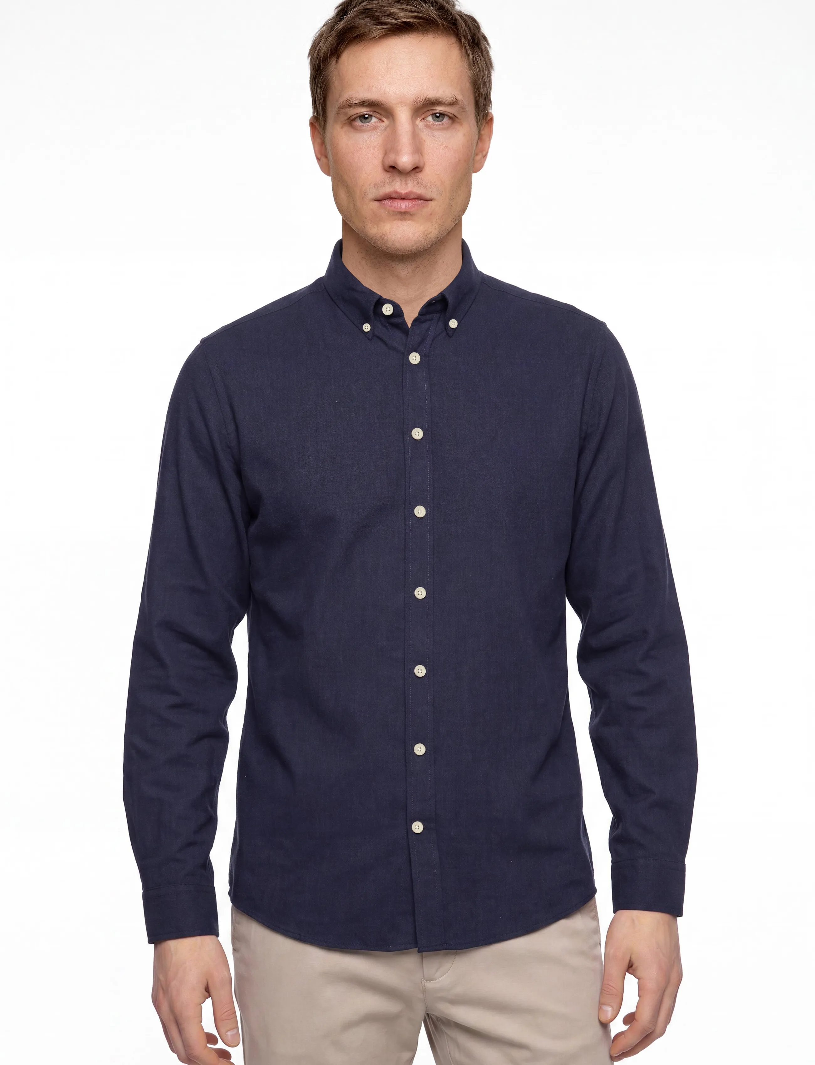 Lindbergh - Mélange brushed shirt L/S - Regular - casual hemden - navy - 3