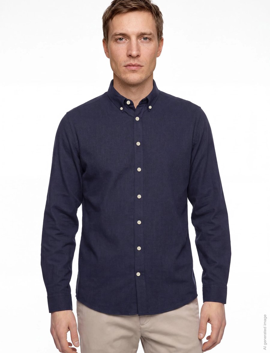 Lindbergh - Mélange brushed shirt L/S - Regular - casual skjorter - navy - 3