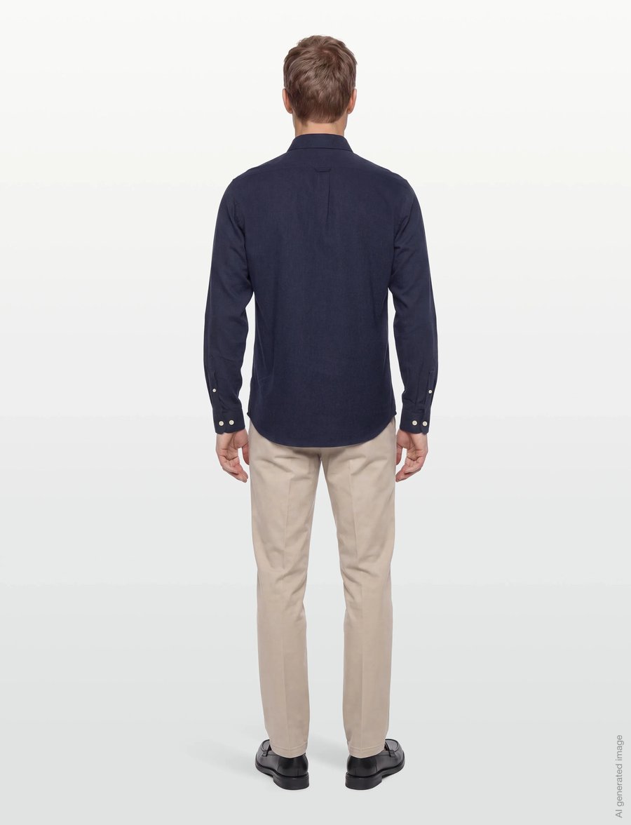 Lindbergh - Mélange brushed shirt L/S - Regular - casual skjorter - navy - 4